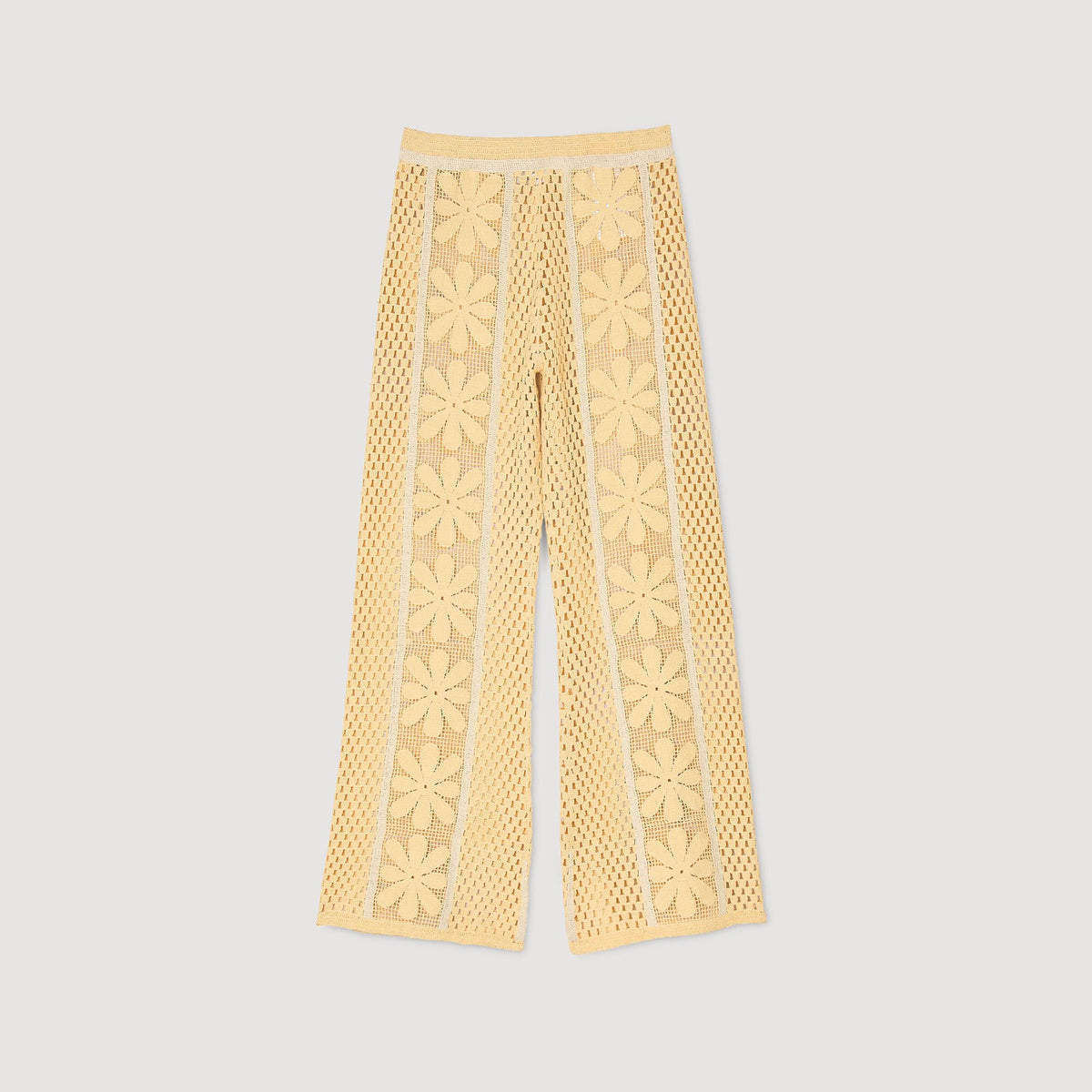 Sandro Crochet straight-leg trousers Yellow