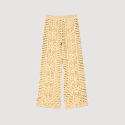 Sandro Crochet straight-leg trousers Yellow