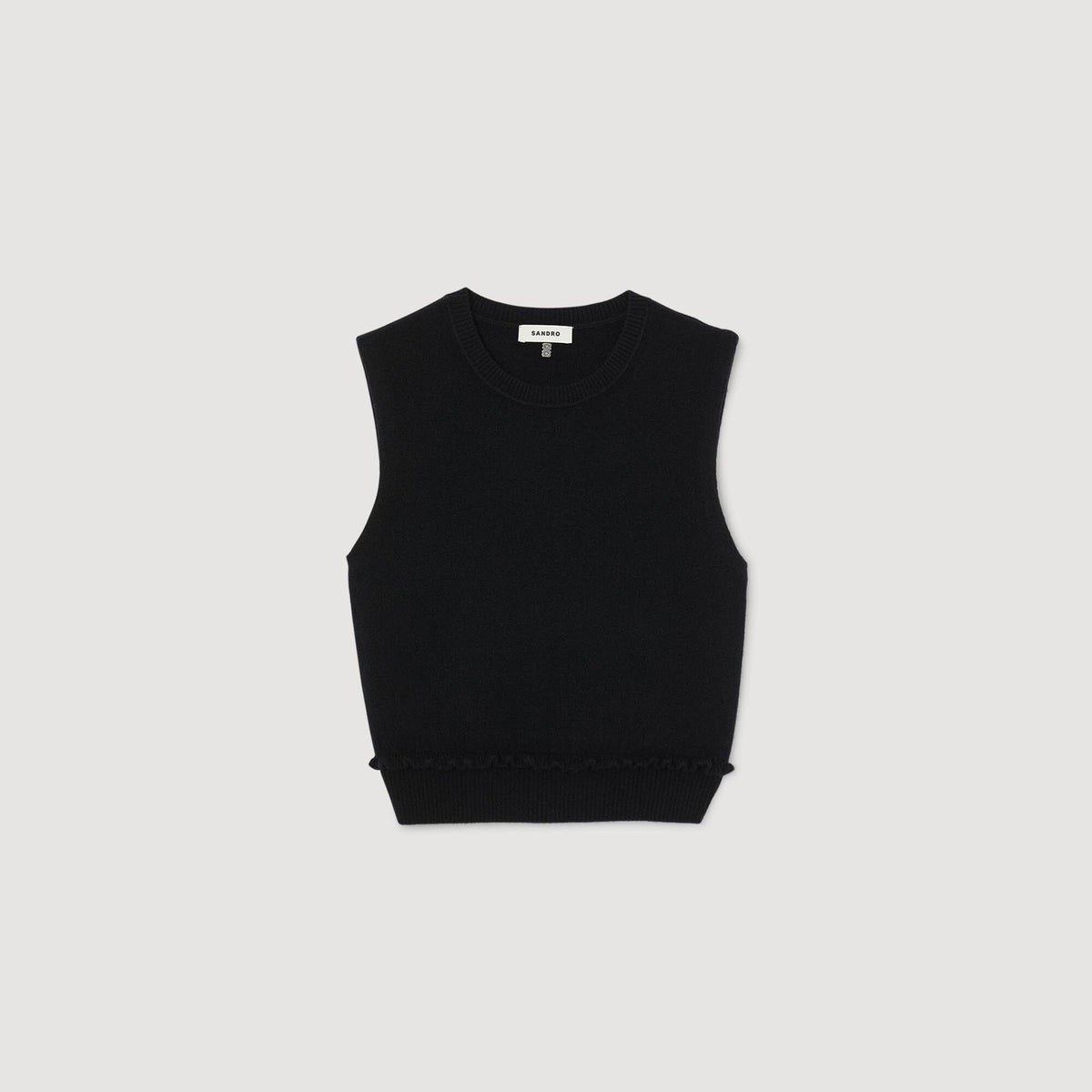 Sandro Ruffled cropped sweater Black