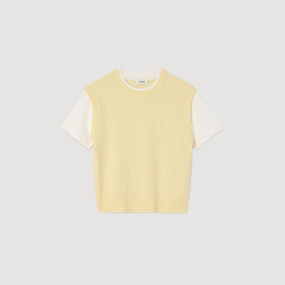 Sandro Dual-material knit sweater Light Yellow