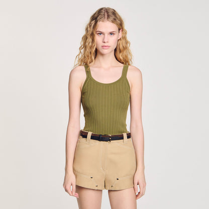 Sandro Ribbed vest top Olive Green