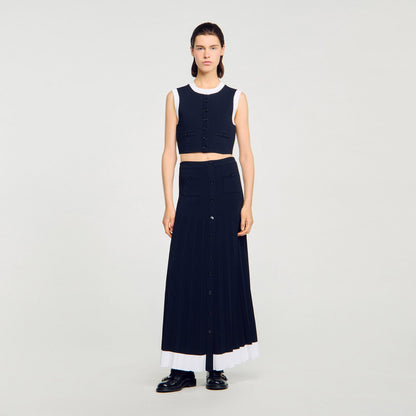 Sandro Two-tone cropped cardigan Navy Blue