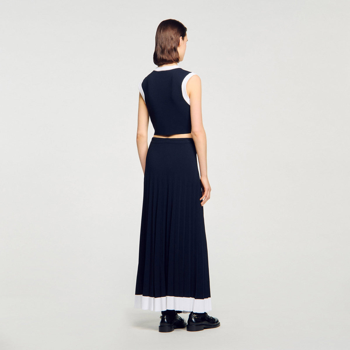 Sandro Two-tone cropped cardigan Navy Blue