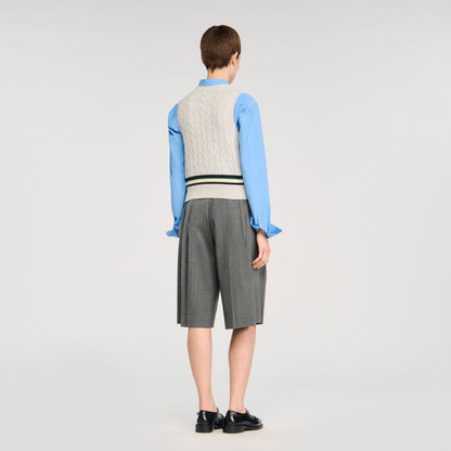 Sandro Sleeveless cropped cable knit sweater Grey