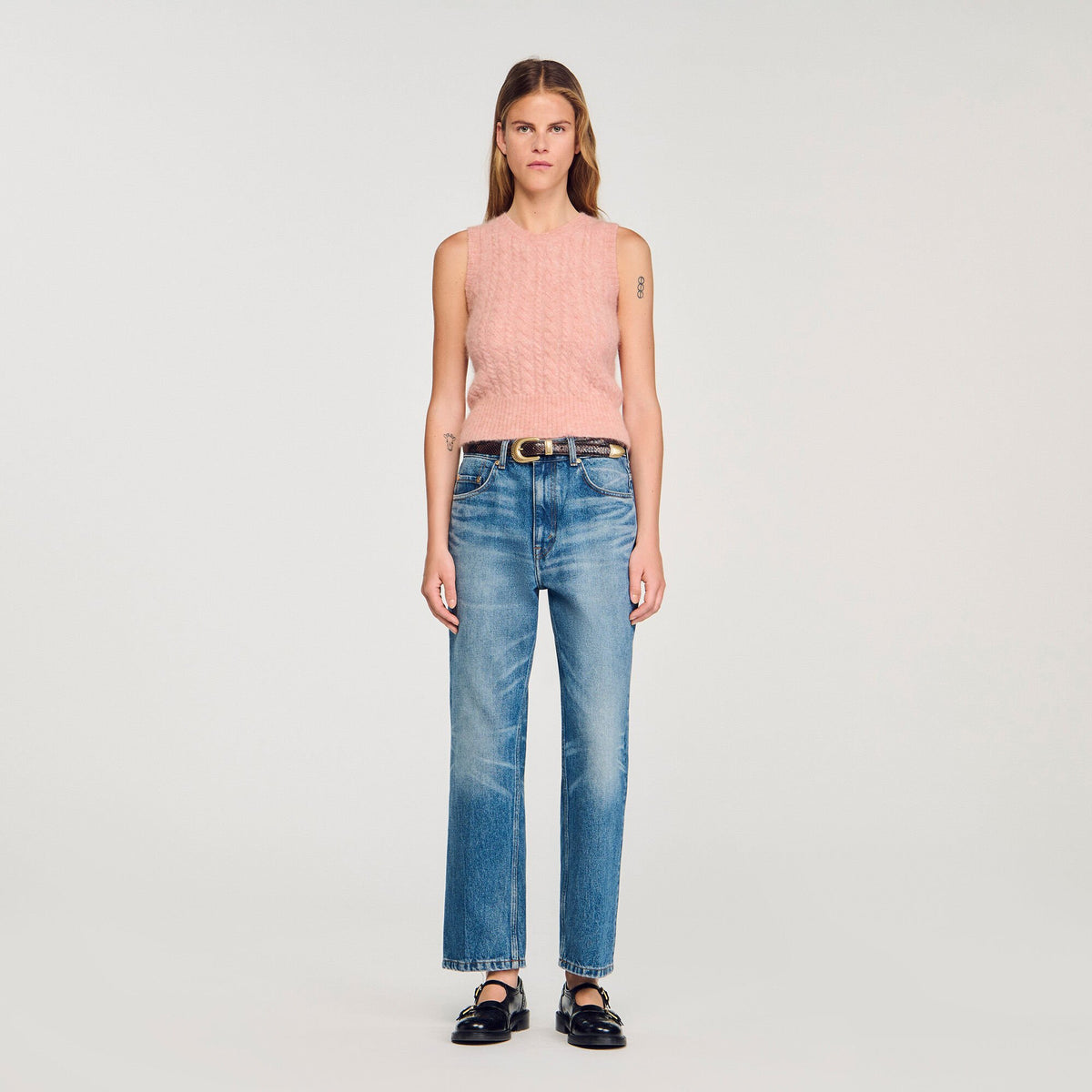 Sandro Twisted sleeveless sweater Poudre Pink
