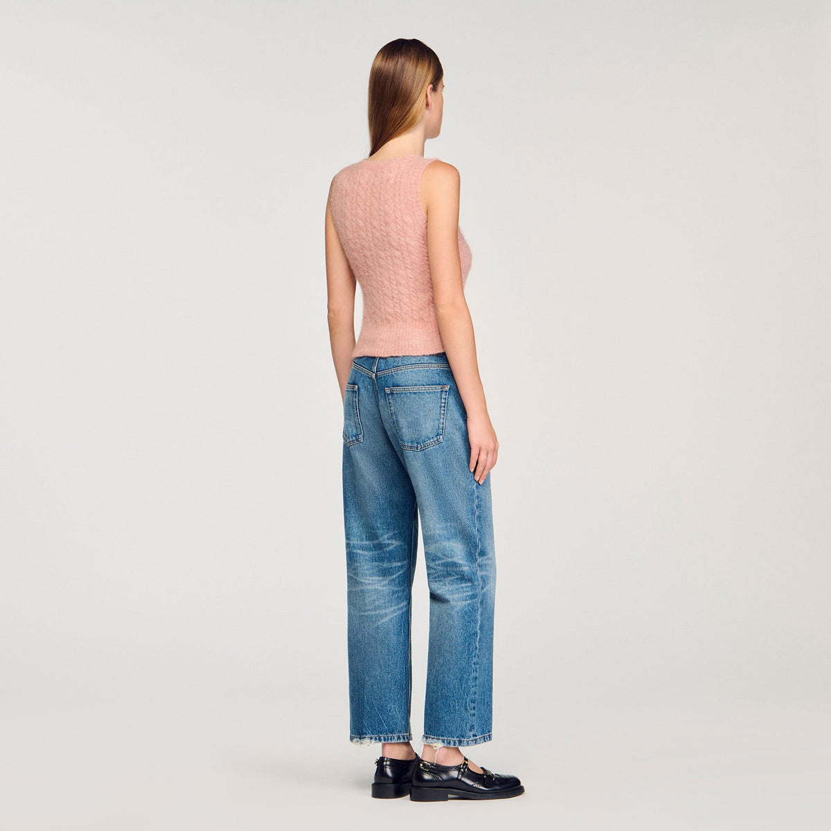 Sandro Twisted sleeveless sweater Poudre Pink