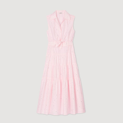 Sandro Rhinestone tie-front maxi dress Light Pink