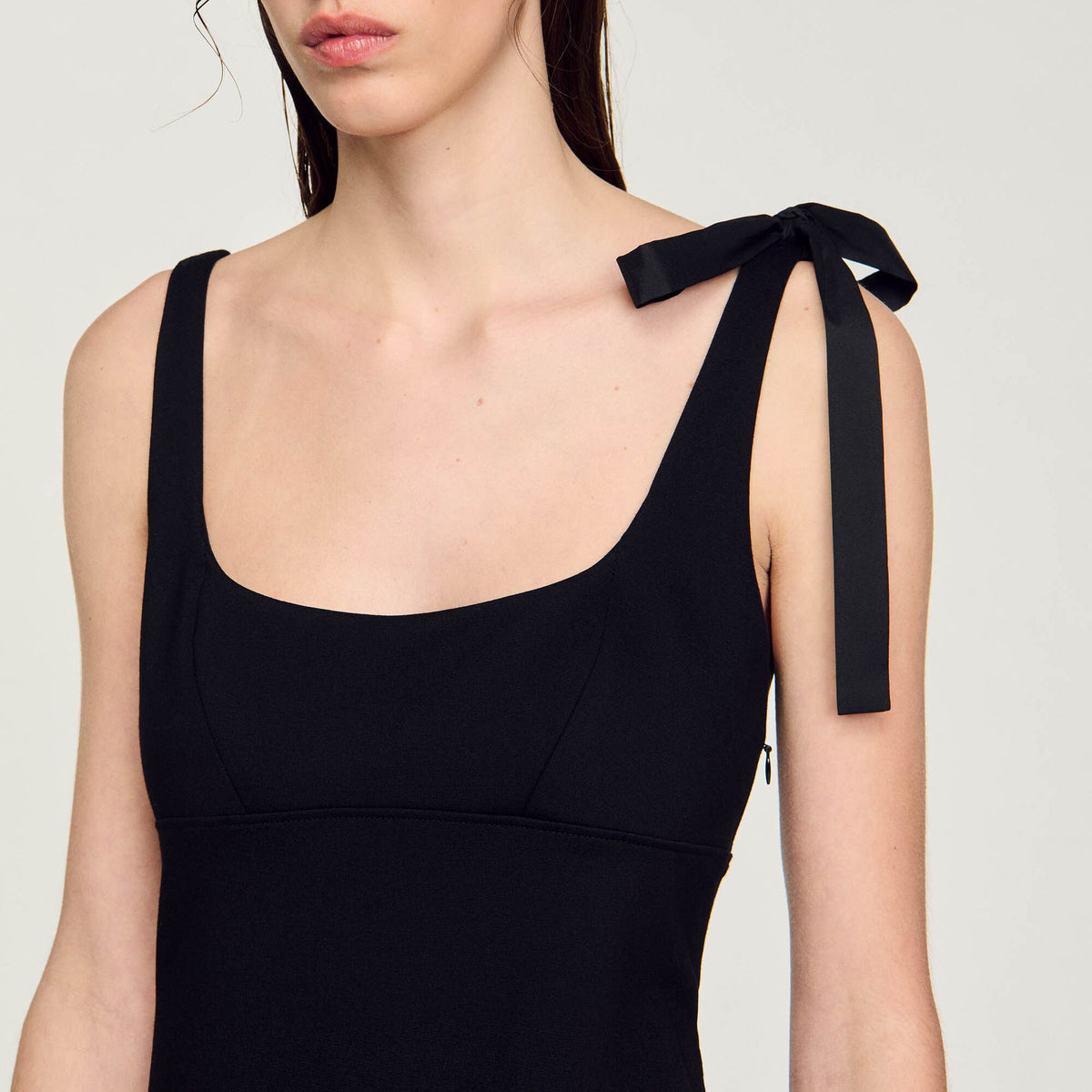 Sandro Dual-material mini dress Black
