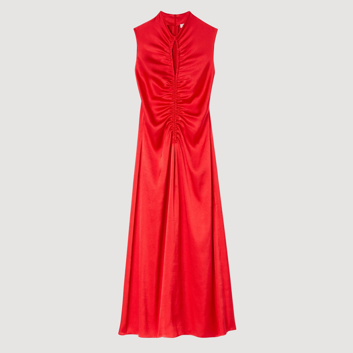 Sandro Draped satin-effect dress Red