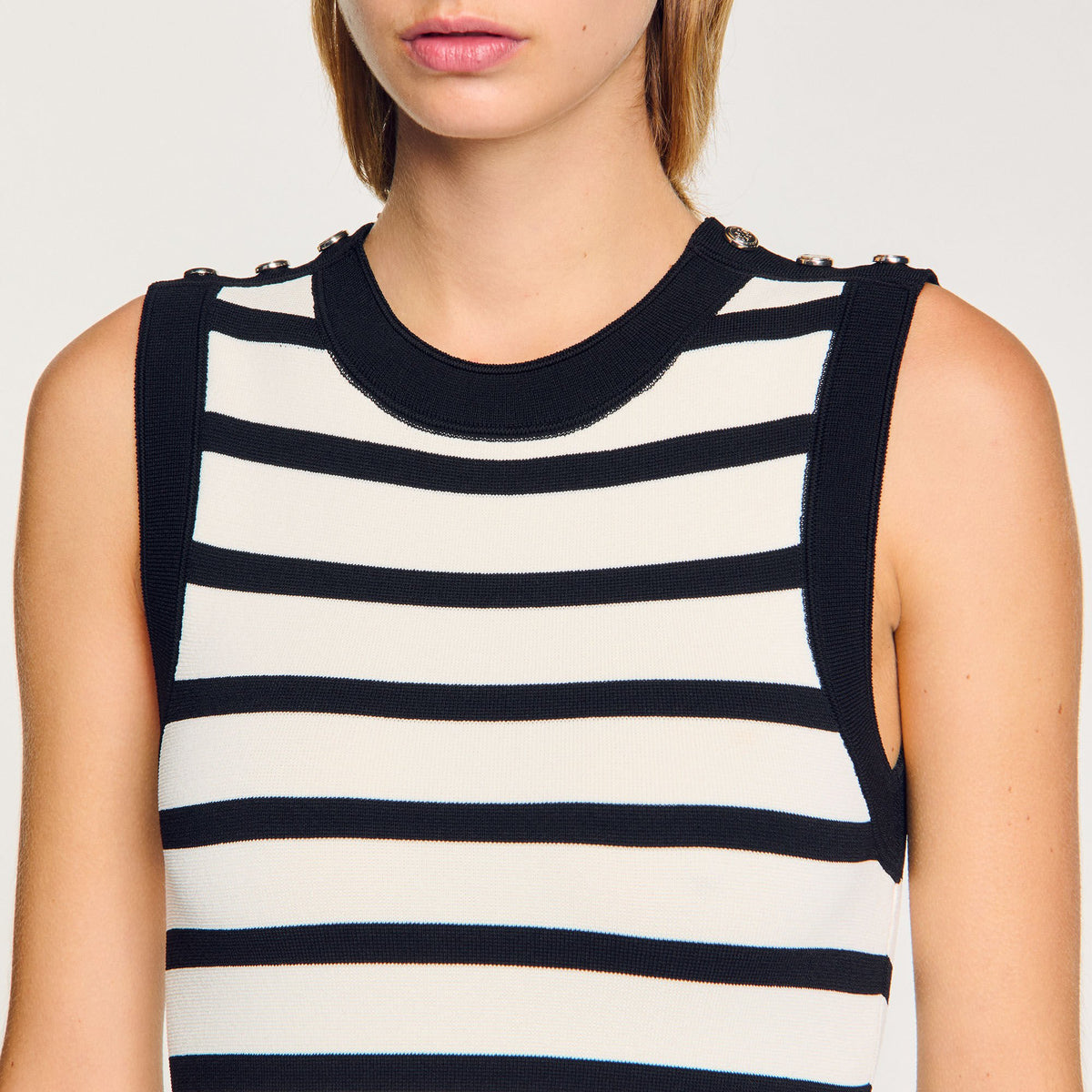 Sandro Striped knit mini dress Ecru / Black