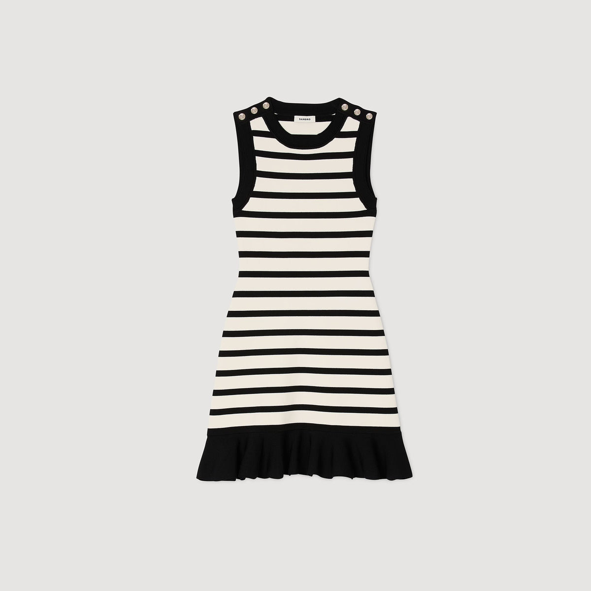 Sandro Striped knit mini dress Ecru / Black
