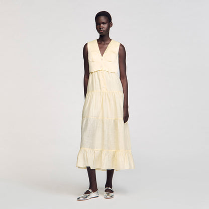 Sandro Linen maxi dress Light Yellow