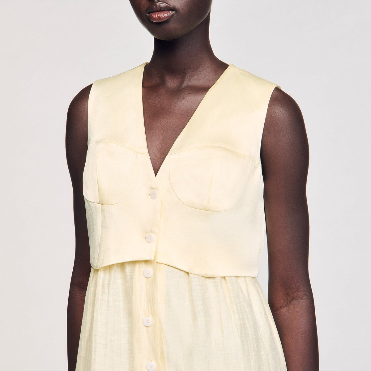 Sandro Linen maxi dress Light Yellow