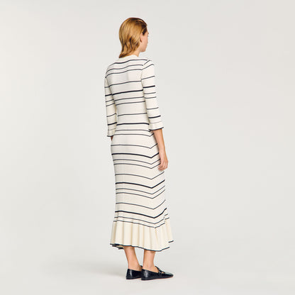Sandro Striped knit maxi dress Ecru