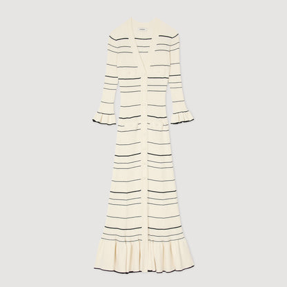 Sandro Striped knit maxi dress Ecru