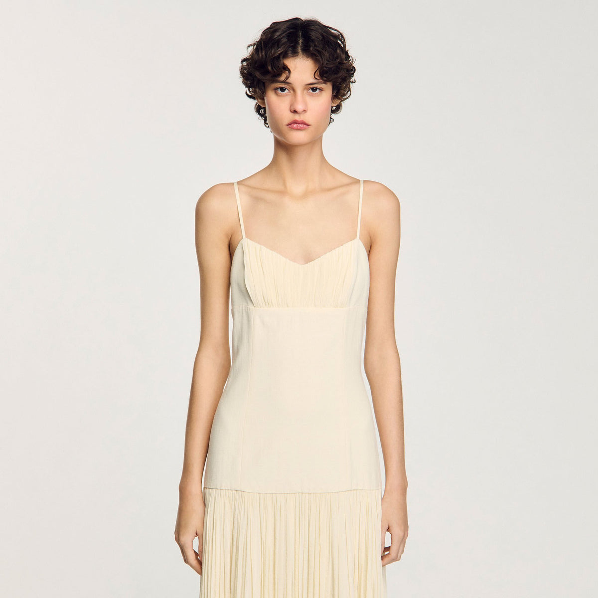 Sandro Pleated maxi dress Ecru