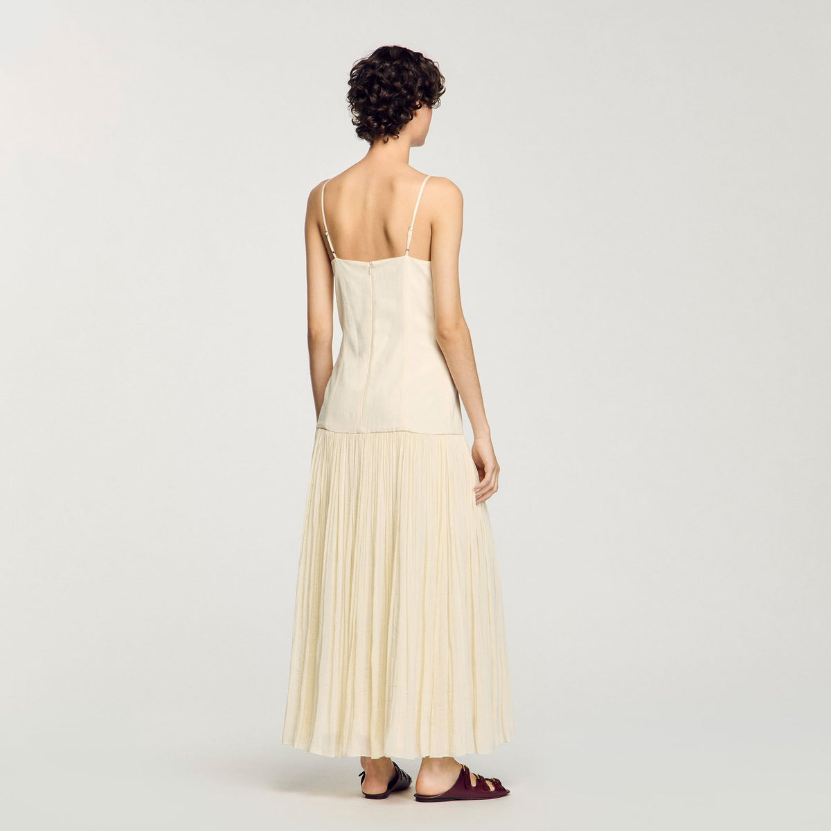 Sandro Pleated maxi dress Ecru