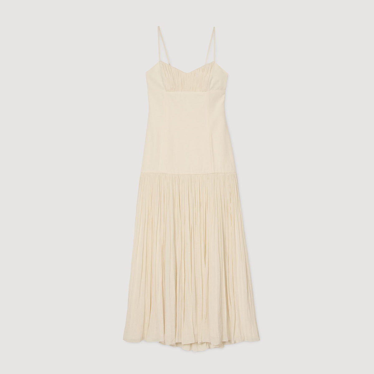 Sandro Pleated maxi dress Ecru
