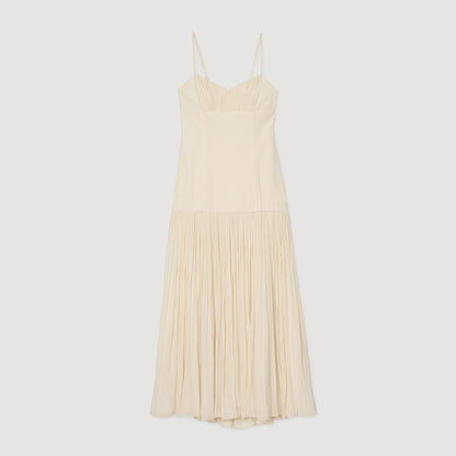 Sandro Pleated maxi dress Ecru