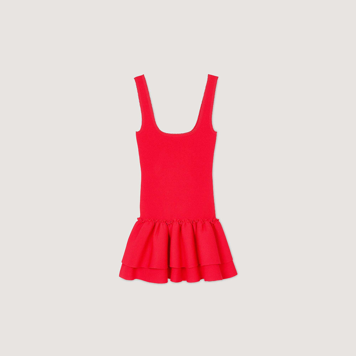 Sandro Mini knit dress with ruffles Red