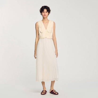 Sandro Pleated maxi dress Ecru