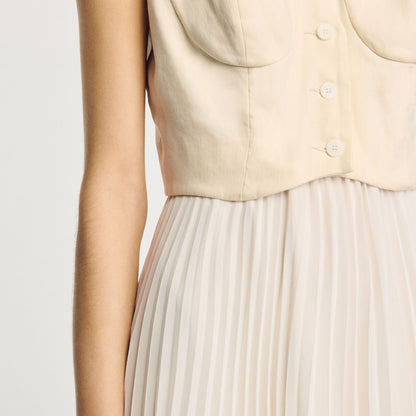 Sandro Pleated maxi dress Ecru