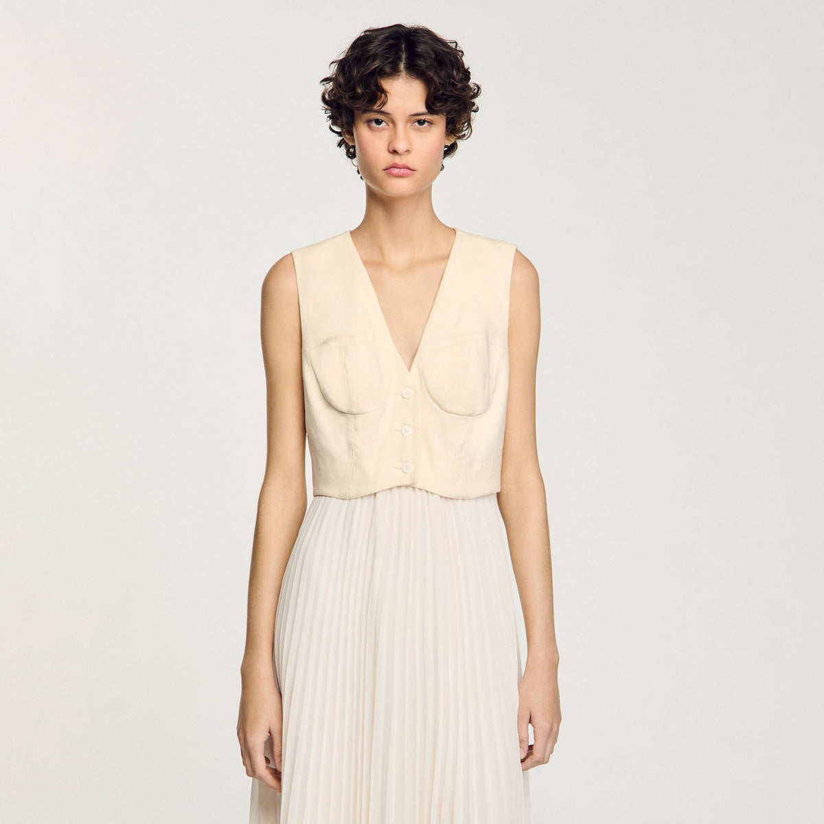Sandro Pleated maxi dress Ecru