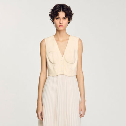 Sandro Pleated maxi dress Ecru