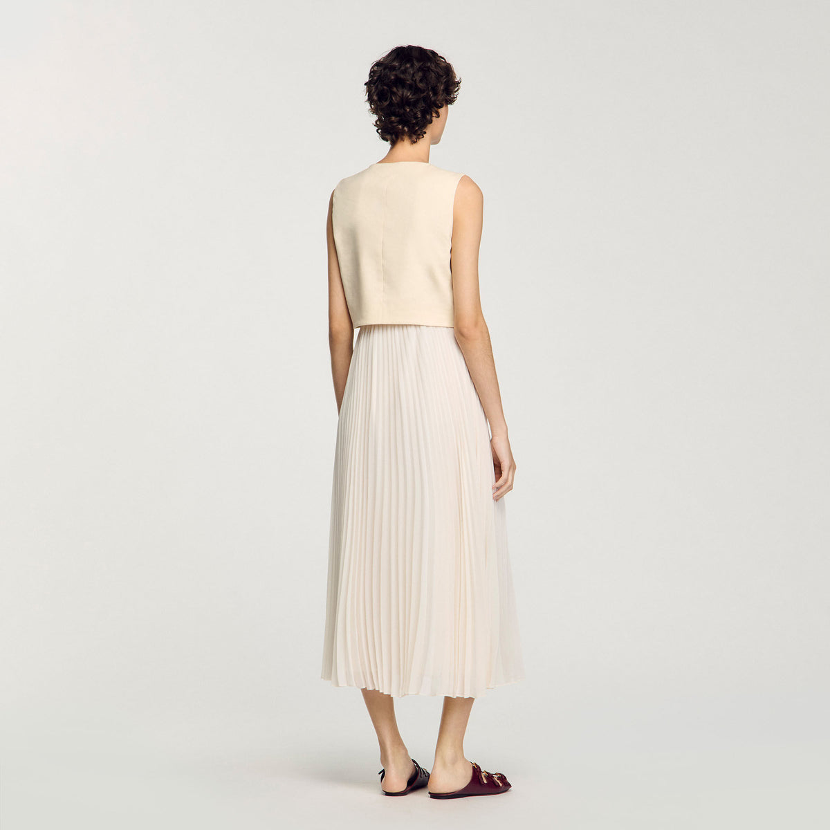 Sandro Pleated maxi dress Ecru