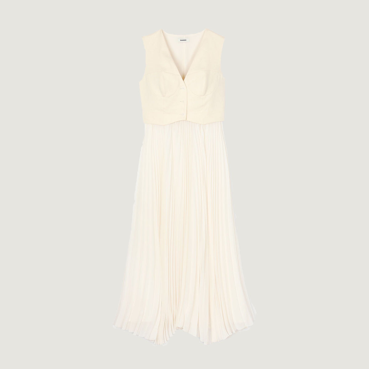 Sandro Pleated maxi dress Ecru