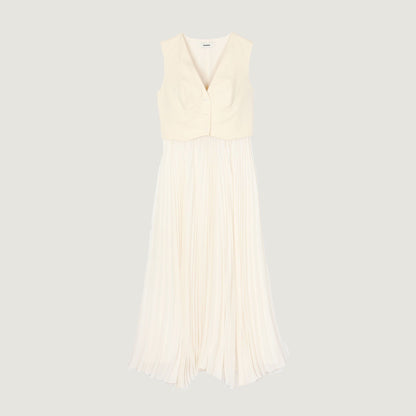 Sandro Pleated maxi dress Ecru