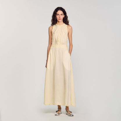 Sandro Maxi dress with lace details Light Yellow