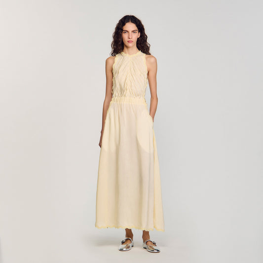 Sandro Maxi dress with lace details Light Yellow