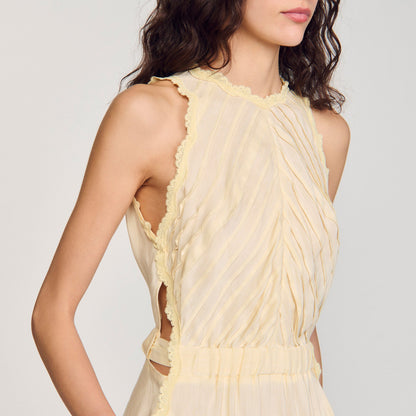 Sandro Maxi dress with lace details Light Yellow