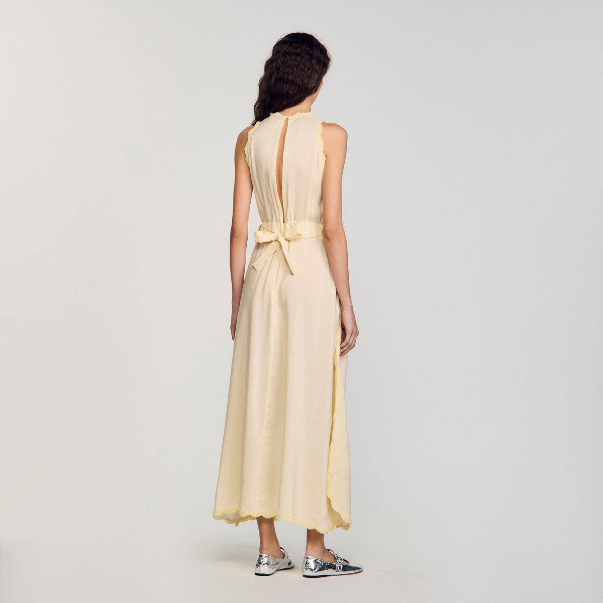 Sandro Maxi dress with lace details Light Yellow