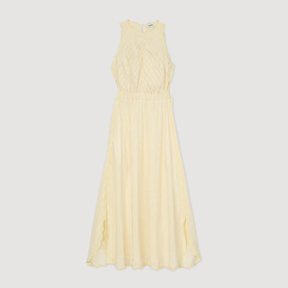 Sandro Maxi dress with lace details Light Yellow