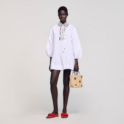 Sandro Mini dress with lace detail White