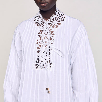Sandro Mini dress with lace detail White