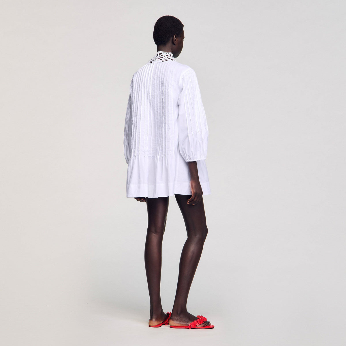 Sandro Mini dress with lace detail White