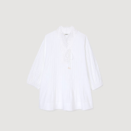 Sandro Mini dress with lace detail White