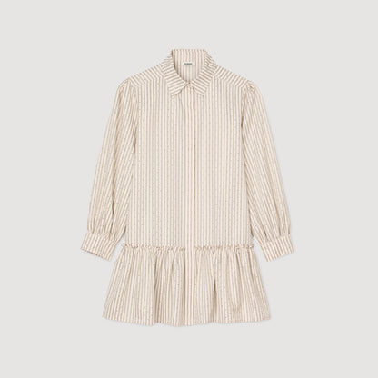 Sandro Rhinestone striped shirt dress Khaki / Pink
