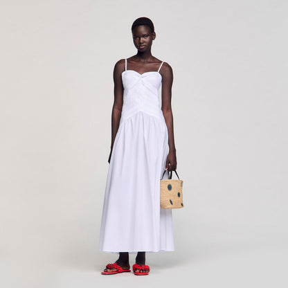 Sandro Draped bustier maxi dress White