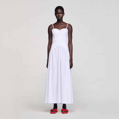 Sandro Draped bustier maxi dress White