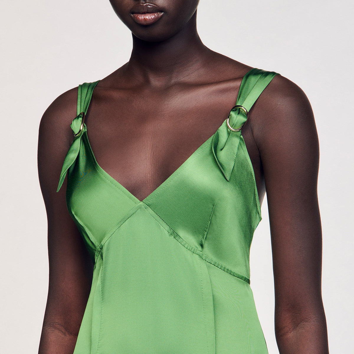 Sandro Fluid satin-effect dress Green