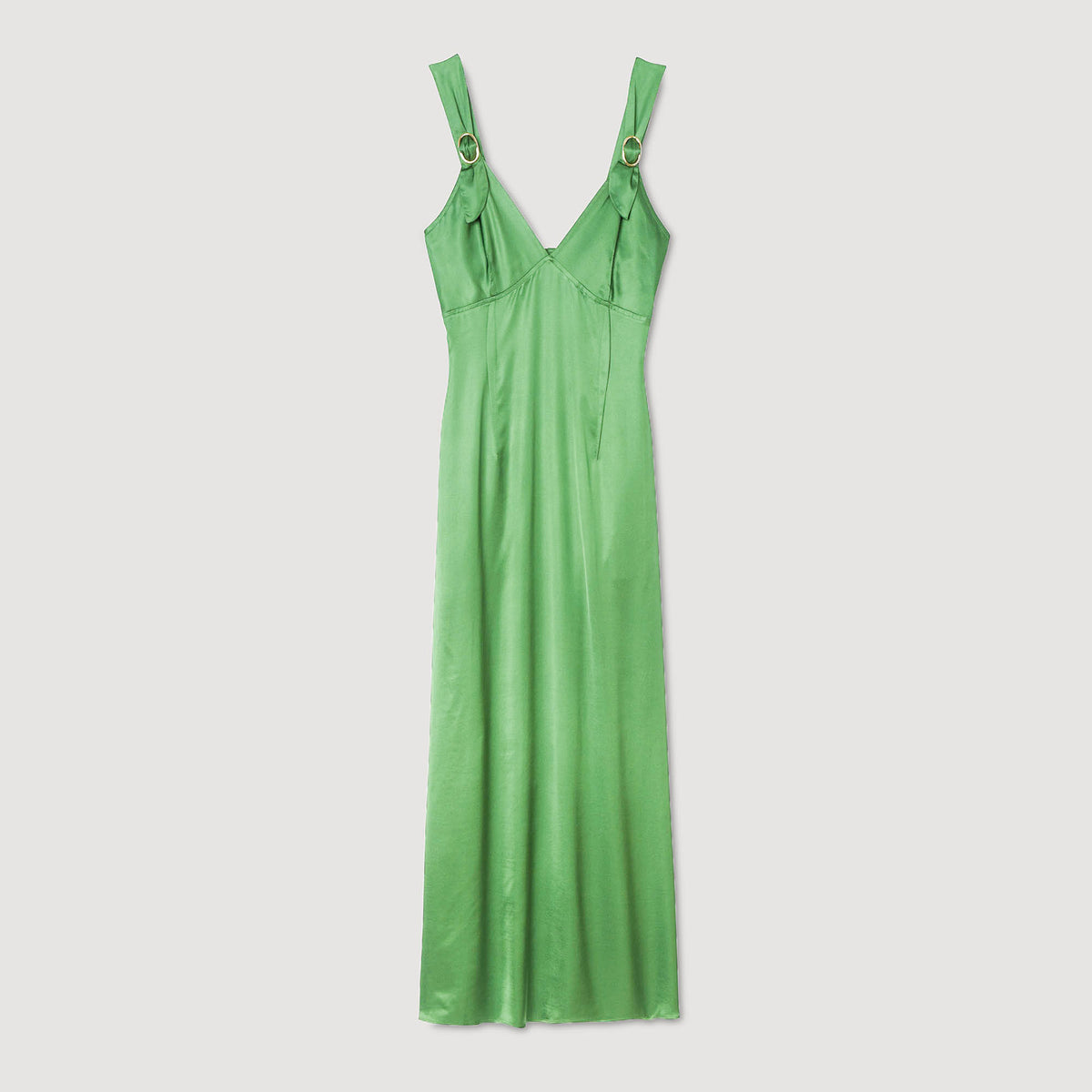 Sandro Fluid satin-effect dress Green