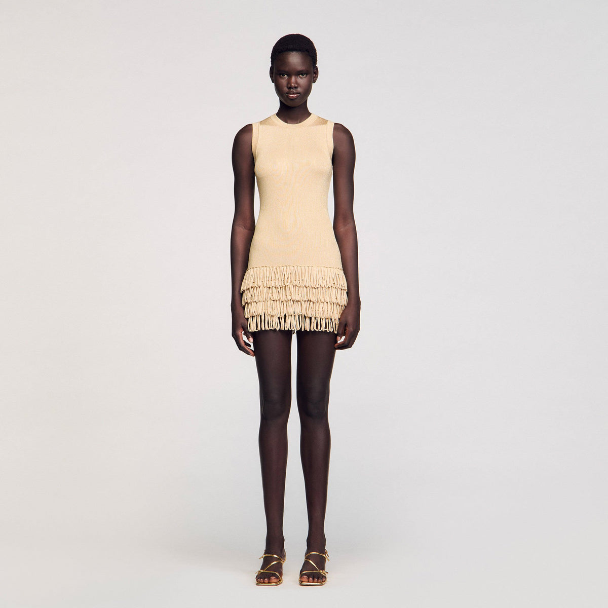 Sandro Mini knit dress Gold