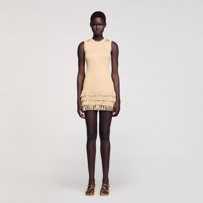 Sandro Mini knit dress Gold