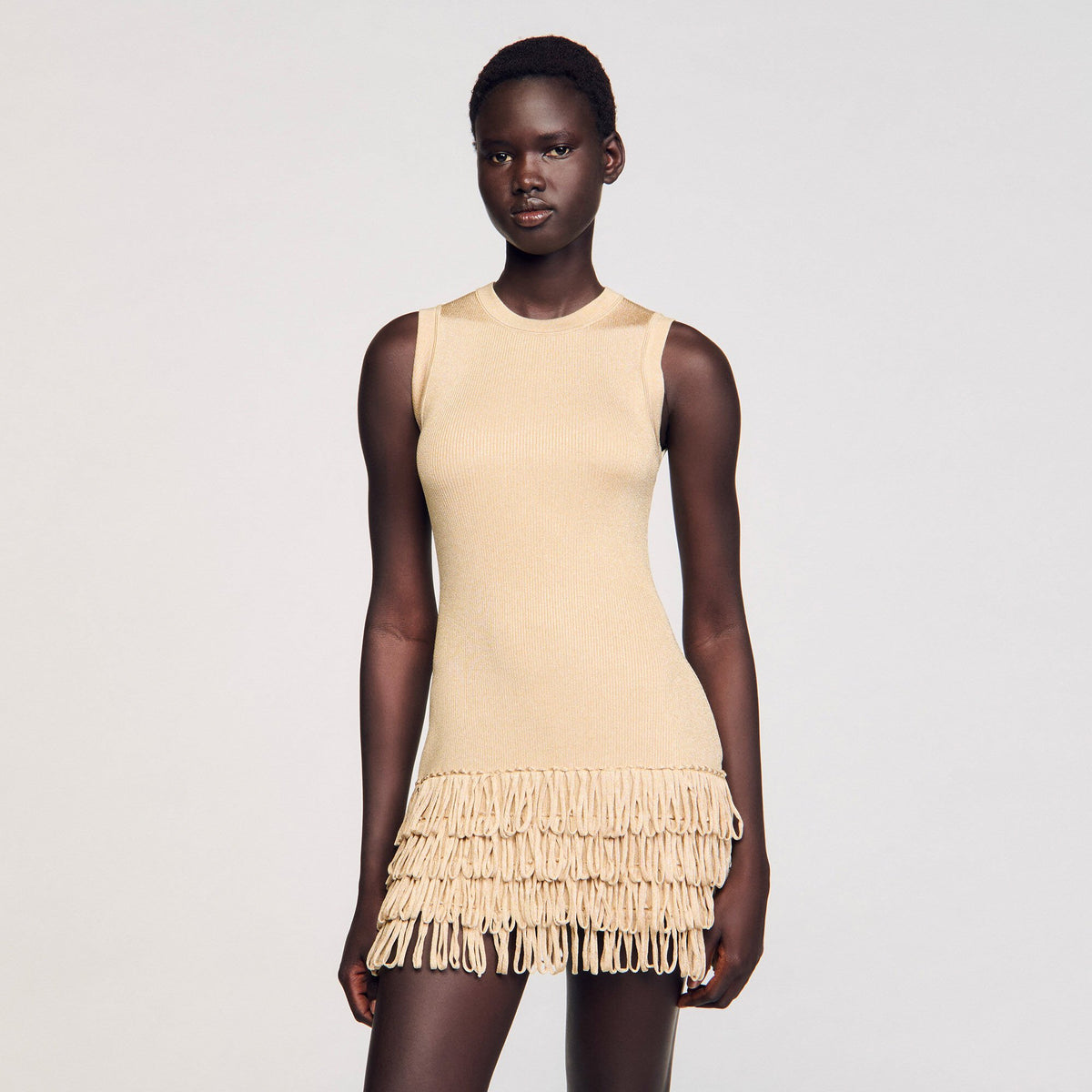 Sandro Mini knit dress Gold