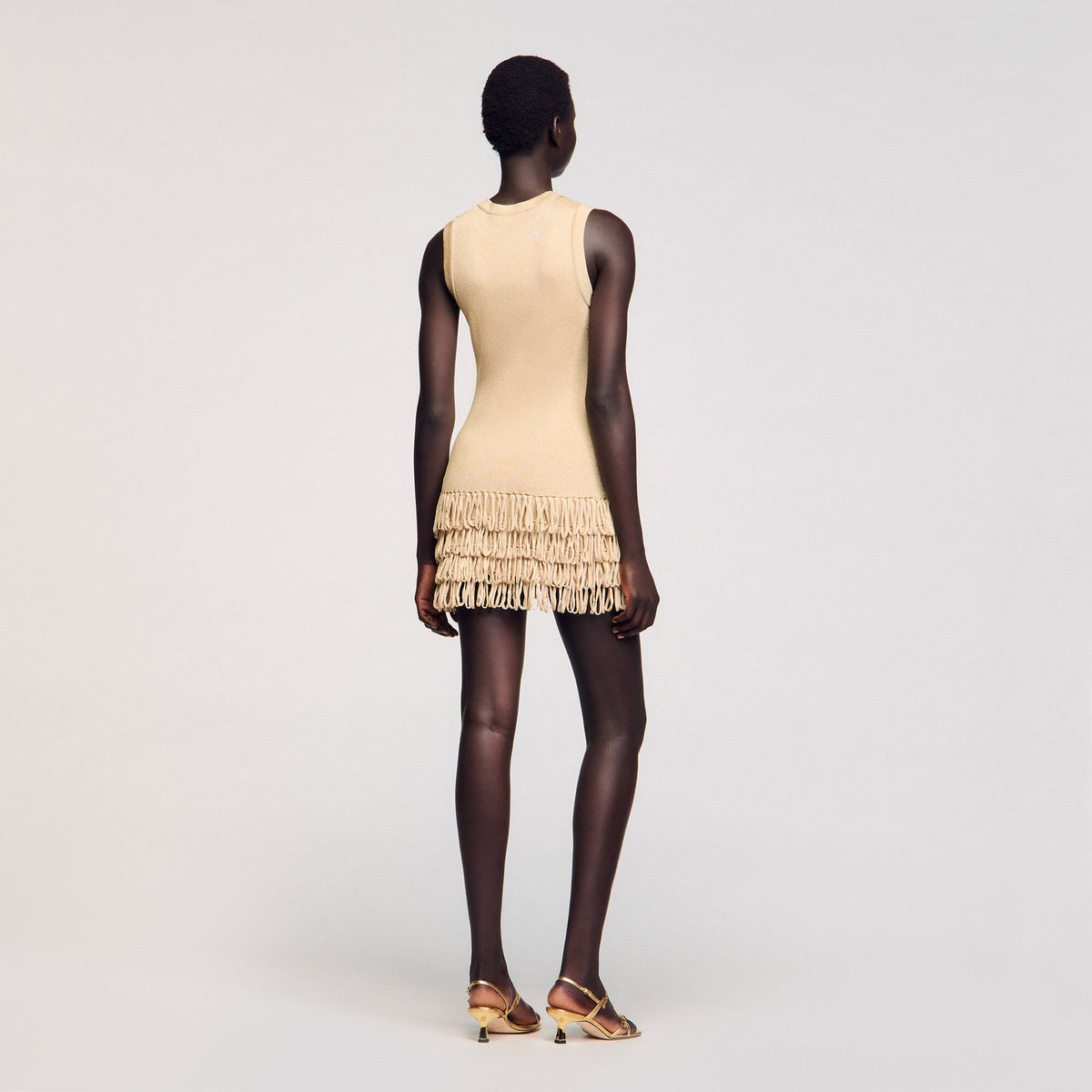 Sandro Mini knit dress Gold