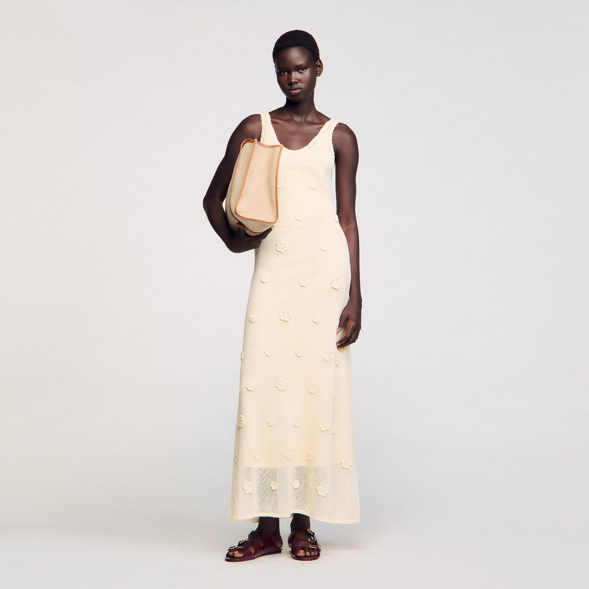 Sandro Knit maxi dress Ecru